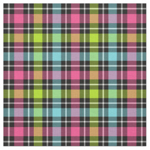 Neonrutig flickig Plaid Tyg