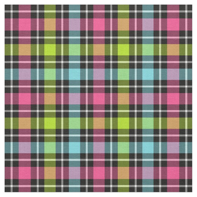 Neonrutig flickig Plaid Tyg (Närbild)