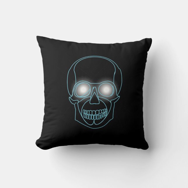Neonskalle med glänsande ögadesign kudde (Framsida)