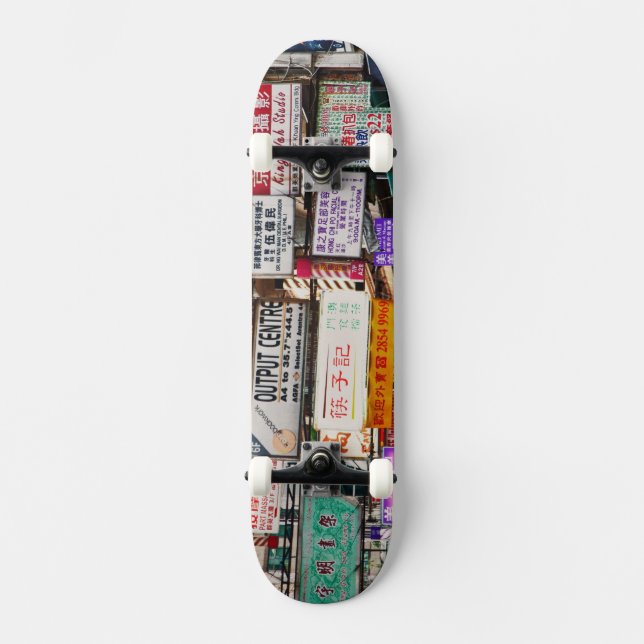 Neonskyltar på Hongkongs ggator Skateboard Bräda 20,5 Cm (Framsida)