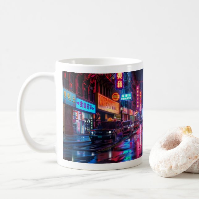 Neonstaden - Design 1 Kaffemugg (Med munk)