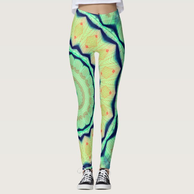 NeonstjärnaBlacklight hänförd Mandala Leggings (Framsida)