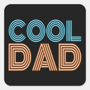 Neontypografi coola Pappa Fars dag Sticker Fyrkantigt Klistermärke