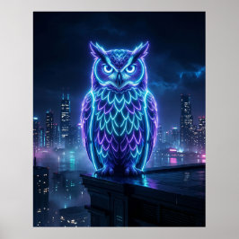 Neonuggla Midnatts Siluett Poster