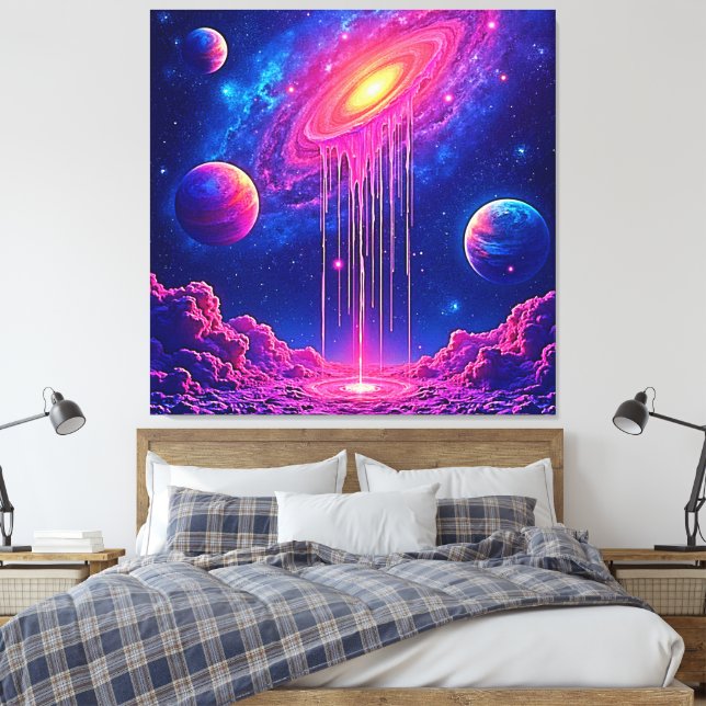 Neonuniversum: Stjärnljus som dryper Canvastryck (Insitu (sovrum))
