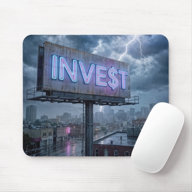 Neonvägg med INVEST-text Musmatta (Med mus)