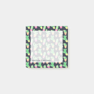 Neonvattenfärgkaktus i krukamönster post-it block