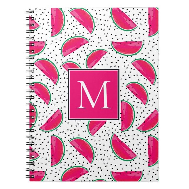 Neonvattenmelon på frömönster anteckningsbok med spiral (Framsidan)