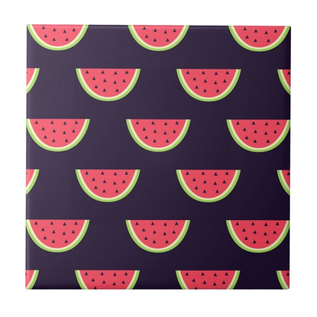 Neonvattenmelon på lilamönster kakelplatta (Framsidan)