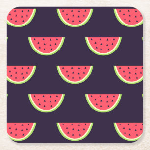 Neonvattenmelon på lilamönster underlägg papper kvadrat