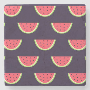 Neonvattenmelon på lilamönster underlägg sten