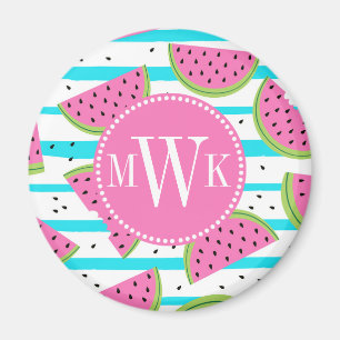 Neonvattenmelon på randmönster magnet