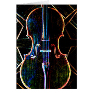 Neonvioloncell Hälsningskort