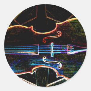 Neonvioloncell Runt Klistermärke
