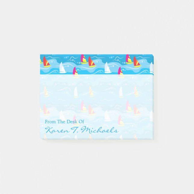 Neonyachtmönster | tillfogar ditt namn post-it block (Framsida)