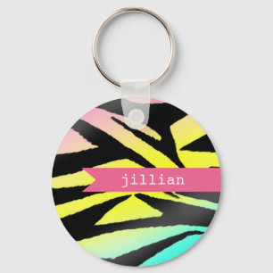 Neonzebra tryckpersonlig Keychain Nyckelring