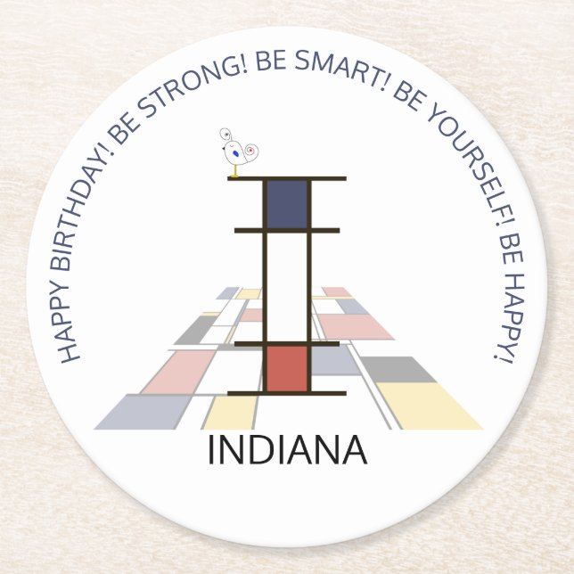 Neoplasticism Art Coola Monogram. BREV I Underlägg Papper Rund (Framsidan)