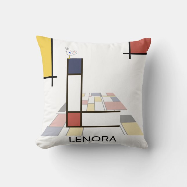 Neoplasticism Art Coola Monogram. BREV L Kudde (Framsida)