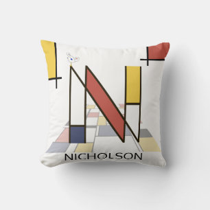 Neoplasticism Art Coola Monogram. BREV N Kudde