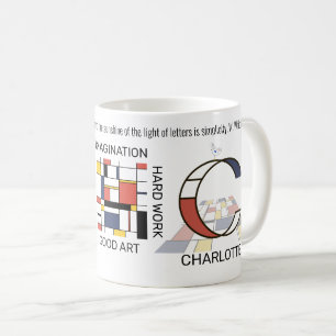 Neoplasticism Art Snyggt Monogram. BREV C Kaffemugg