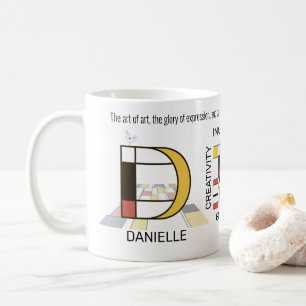Neoplasticism Art Snyggt Monogram. BREV D Kaffemugg