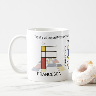Neoplasticism Art Snyggt Monogram. Brev F Kaffemugg