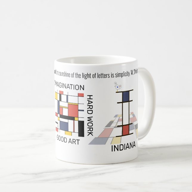 Neoplasticism Art Snyggt Monogram. Brev I Kaffemugg (Framsida höger)