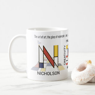 Neoplasticism Art Snyggt Monogram. BREV N Kaffemugg
