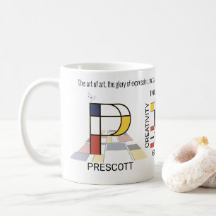 Neoplasticism Art Snyggt Monogram. BREV P Kaffemugg