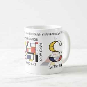 Neoplasticism Art Snyggt Monogram. Brev S Kaffemugg