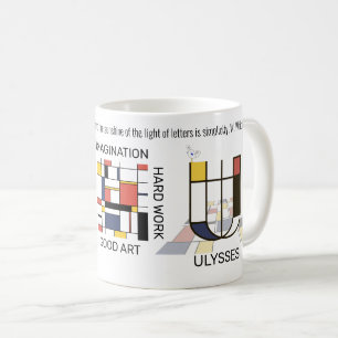 Neoplasticism Art Snyggt Monogram. BREV U Kaffemugg