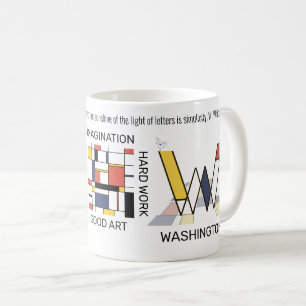 Neoplasticism Art Snyggt Monogram. Brev W Kaffemugg