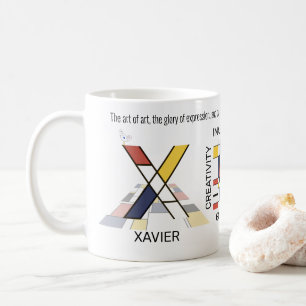Neoplasticism Art Snyggt Monogram. Brev X Kaffemugg