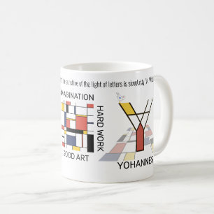 Neoplasticism Art Snyggt Monogram. BREV Y Kaffemugg