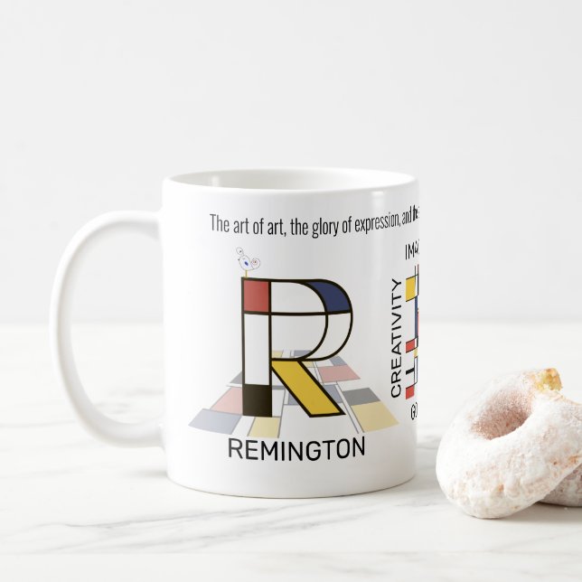 Neoplasticism Art Stilt Monogram. Bokstaven R Kaffemugg (Med munk)