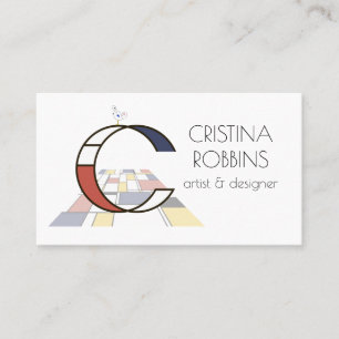 Neoplasticism stil art monogram. Brev С Visitkort