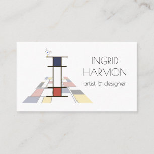 Neoplasticism stil art monogram. BREV I Visitkort