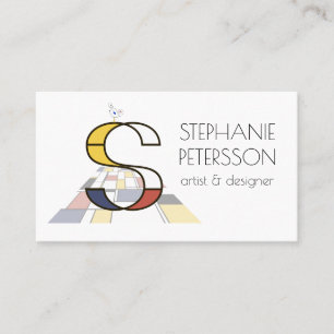 Neoplasticism stil art monogram. BREV S Visitkort