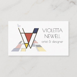 Neoplasticism stil art monogram. BREV V Visitkort