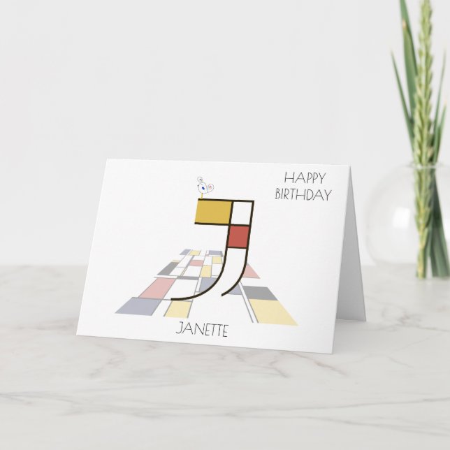 Neoplasticism Stil Monogram. BREV J Kort (Framsida)