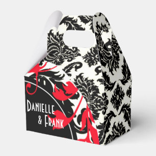 Neopolitan Damask Paisley Rött svart vitt Presentaskar