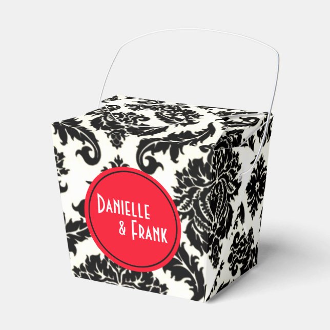 Neopolitan Damask Paisley | Rött svart vitt Presentaskar (Framsidan Sidan)