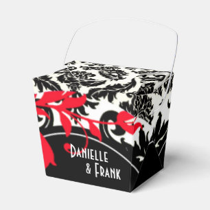 Neopolitan Damask Paisley Rött svart vitt Presentaskar
