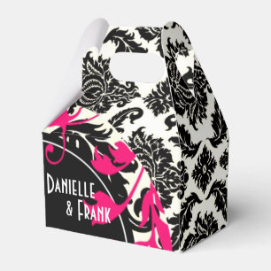 Neopolitan Damask Paisley Svartvit fuschia Presentaskar