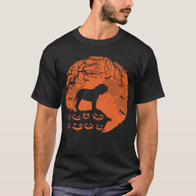Neopolitan Mastif och Måne Halloween Hund älskare T Shirt (Framsida)