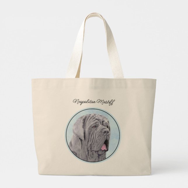 Neopolitan Mastiff Painting Grått Original Hund Ar Jumbo Tygkasse (Baksida)