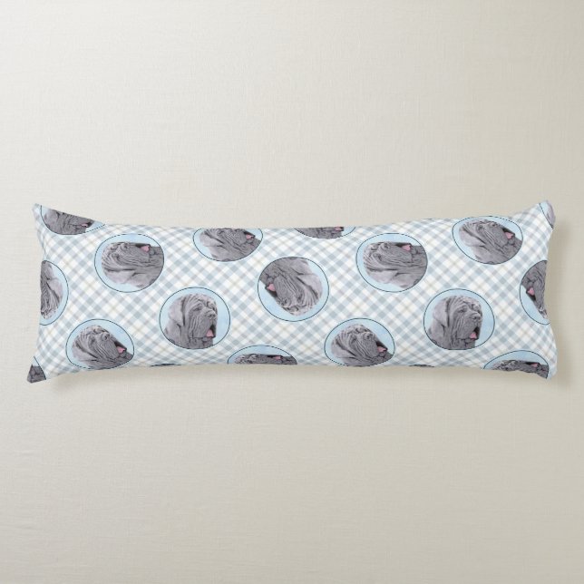 Neopolitan Mastiff Painting Grått Original Hund Ar Kroppskudde (Framsidan)