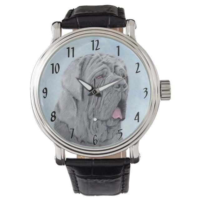 Neopolitan Mastiff Painting - Original Hund Art Armbandsur (Framsida)