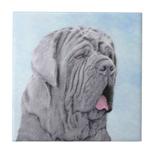 Neopolitan Mastiff Painting - Original Hund Art Kakelplatta