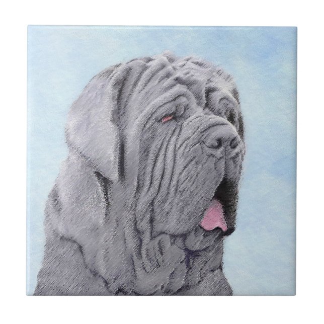 Neopolitan Mastiff Painting - Original Hund Art Kakelplatta (Framsidan)
